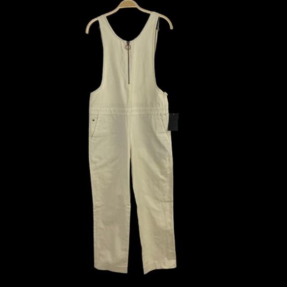 Hurley Modernist Zip Painter Overalls Women S Cream Cotton Canvas Streetwear NWT - Picture 1 of 13